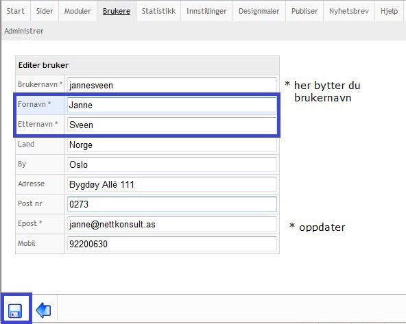 Endre navn her